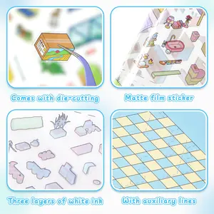 New Craft Upgrade Scenery Stickers, 3D Miniature House Scene Decals, Handmade Micro Landscape Decorative Stickers, DIY Miniature House Stickers