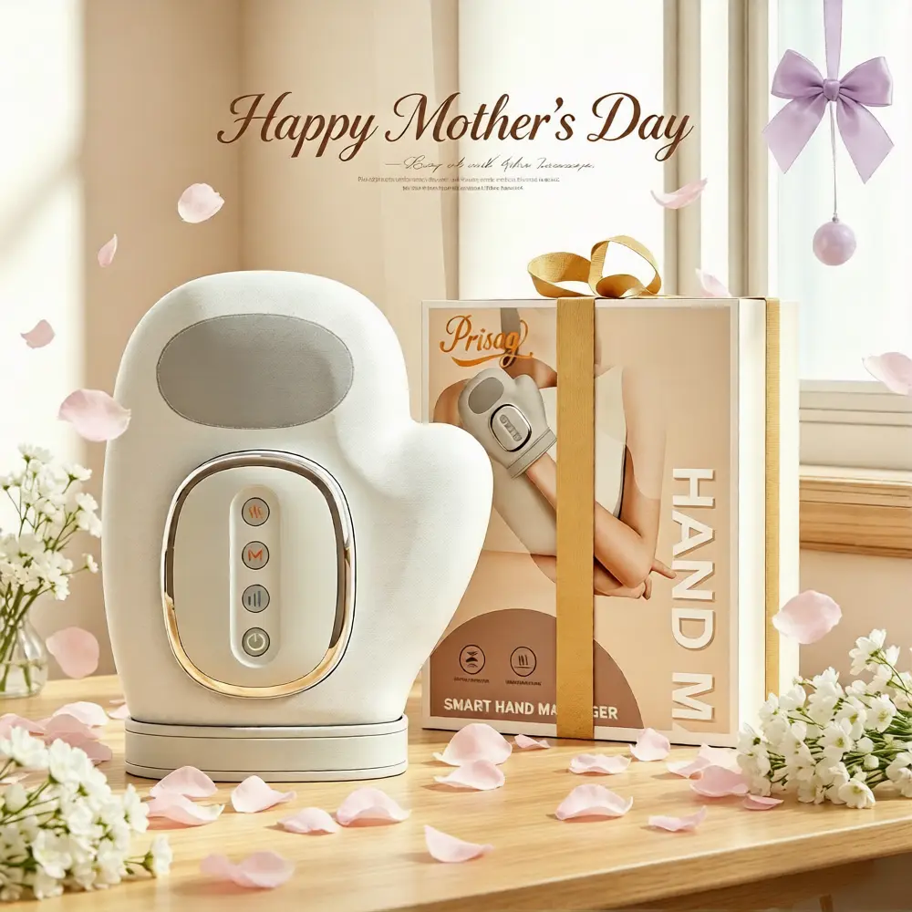 White Hand Massager – 3 Modes & 5 Intensities, 3 Heat Levels, Air Pressure Massage, Ergonomic Design, Type-C Charging – A Thoughtful Gift for Elders & Friends, Mother’s Day Gift