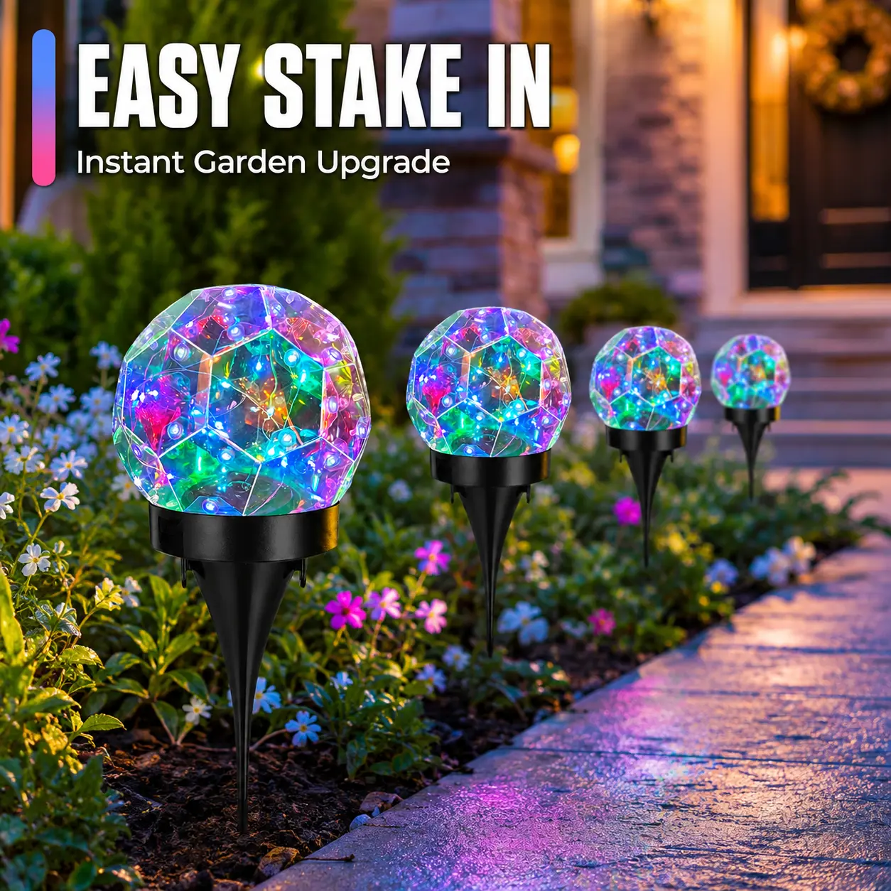 Multicolor Globe Garden Lights Outdoor Decorative Stake Lights for Yard Lawn Patio Pathway and Landscape