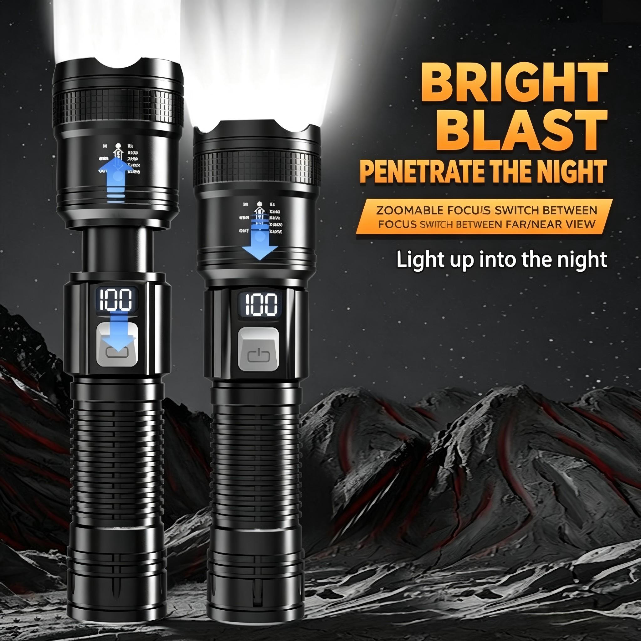 Flashlight, Rechargeable LED Flashlight with Adjustable Focus, Long Range Beam for Camping Emergency Hiking Outdoor