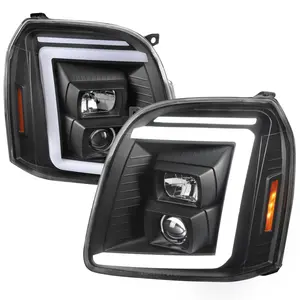 2007-2014 GMC Yukon/XL 1500/XL 2500 Switchback Sequential LED Turn Signal Projector Headlights (Matte Black Housing/Clear Lens)