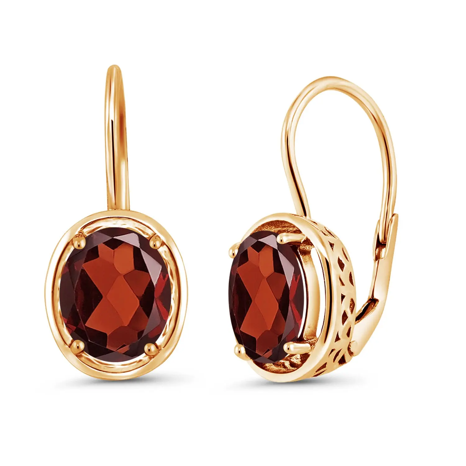 3.60 Cttw Oval Red Garnet Dangle Earrings For Women