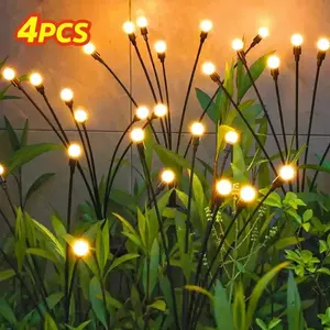 Outdoor Solar Firefly Lights, 4/8 Pack Waterproof Garden Stake Lights, 32/64 LED Bulbs, Auto Dusk-to-Dawn Glow, Decorative Lighting for Yard, Patio, Pathway, Walkway & Landscape
