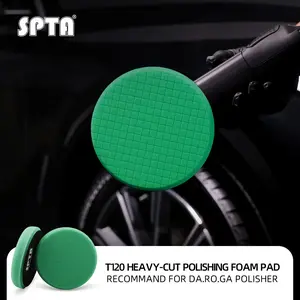 SPTA 3 Inch to 7 Inch T120 Green Heavy Cut Foam Polishing Pad For DA/RO/GA Car Buffer Polisher To Remove 1200/1500# Sanding Disc Marks ,Deep Scratches,Overspray, Orange Pee & Heavy Oxidation