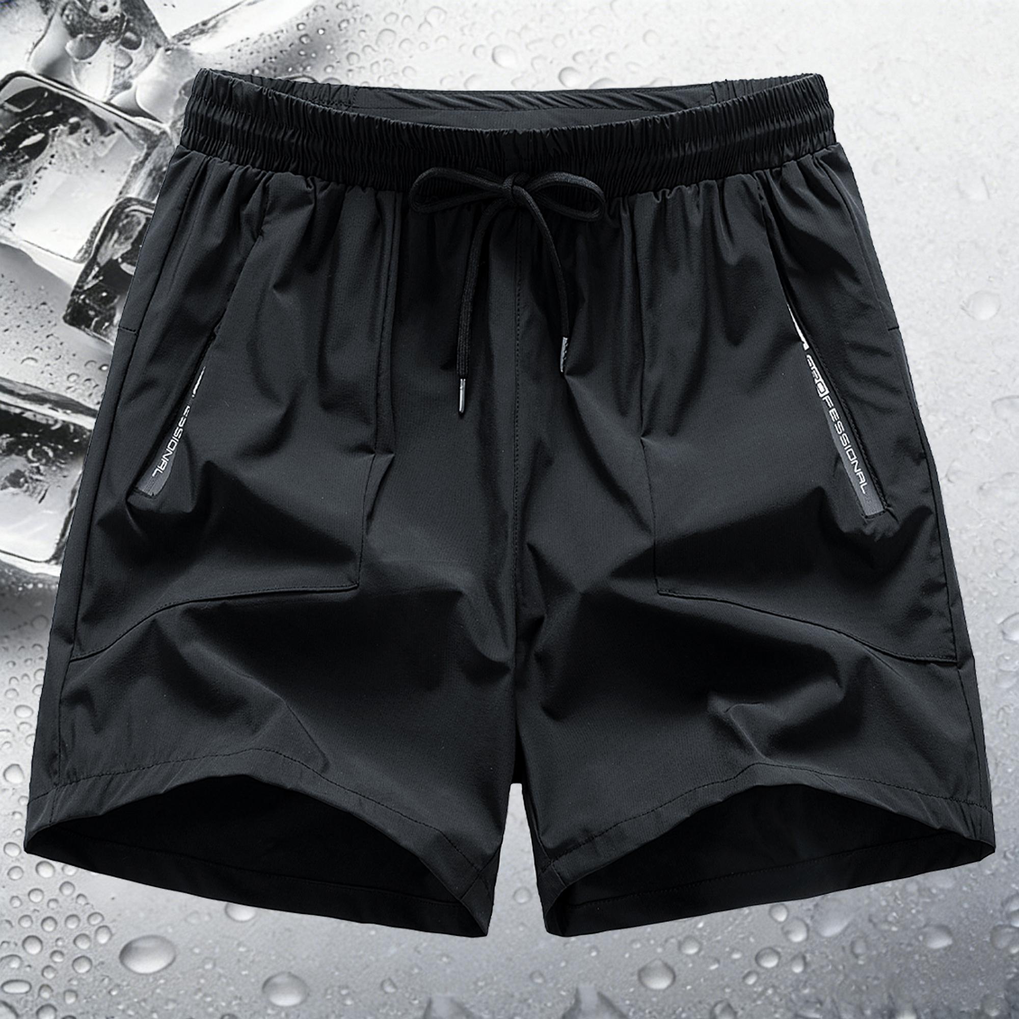 Men’s solid-color drawstring zip-pocket shorts, 5-pack; men’s clothing; sports-casual elastic-waist pocket shorts; breathable summer athletic shorts for men; everyday wear; summer shorts Men's Quick-Dry Set