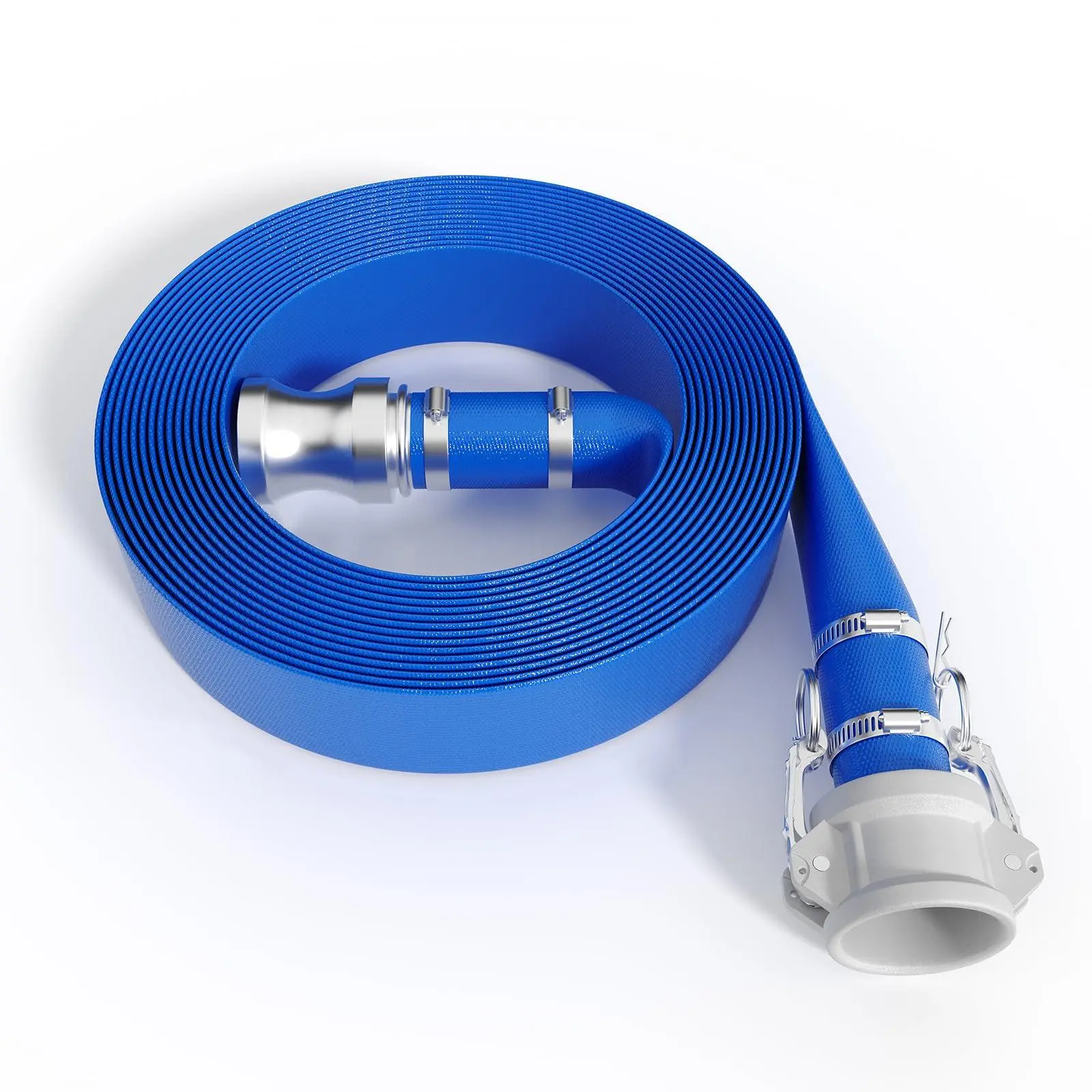 1.5" x 50 ft Pool Backwash Hose Heavy Duty PVC Lay Flat Discharge Water Pipe, Quick Connect, Kink-Resistant & 87 PSI for Swimming Pool, Irrigation