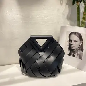 THICK THIGH TRIBE Woven Luxe Top Handle Bag Gold/Black Color Elegant Woven Texture Stylish Everyday Accessory for Casual & Formal Events Vegan Leather Handmade Handbag