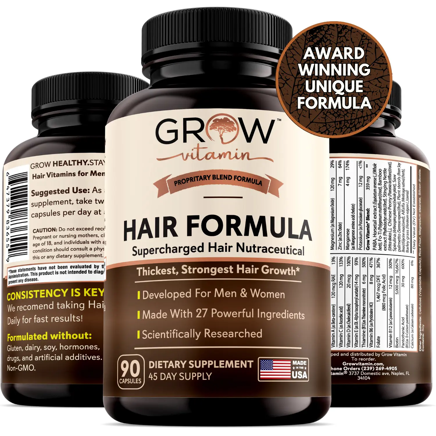 Men's Hair Growth & Beard Supplement - Haircare for Loss Prevention & Thickening Support