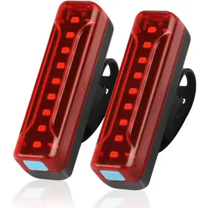 &Rechargeable Tail Light 2 Pack,1200mAh Runtime 50 Hours,Ultra Bright LED Rear Light,5 Light Mode Options,IPX5 Waterproof(2 USB Cables Included)