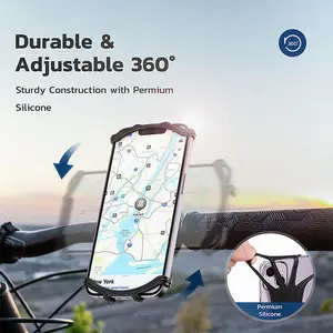 Universal Bike Phone Mounts, 360 Rotation Silicone Holders for iPhone and Samsung, Compatible with 4.7-6.8 Inches Phones, Easy Installation