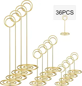36 Pieces 3 Size Table Number Holders Place Card Holder Name Numbers Menu Memo Note Card Photo Clip Stand Table Sign for Wedding Anniversary Party Display (Gold)