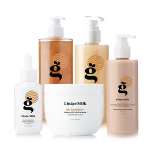 Haircare Set for Curly Wavy & Coily Hair with Ginger Oil Hydrating Mask Shampoo Conditioner Cleanser - GingerMilk Be Yourself Collection