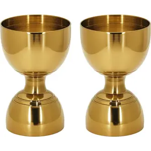 2 Pcs Gold Cocktail Measuring Jigger, Double Sided Stainless Steel Bell Cocktail Jigger 0.25/0.5/0.75/1/1.5/2oz Drink Shot Measure Jigger for Bartending, Shot Measuring Cup Bartender Jigge