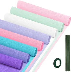 Crepe Paper Streamers 8 Rolls, 10 x 98Inch 8  Colors Crepe Paper Sheets for DIY  Colourful Paper Flower Wrapping Paper Crafts Birthday Wedding Holiday Party Decorations