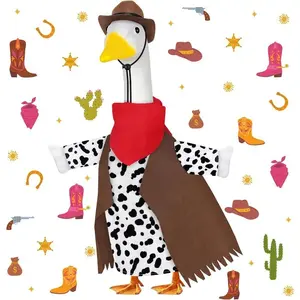 23-Inch Western Cowboy Goose Outdoor Decoration, Large Lawn Statue with Hat and Vest, Heavy Concrete Garden Decor for Courtyard, Porch, Yard