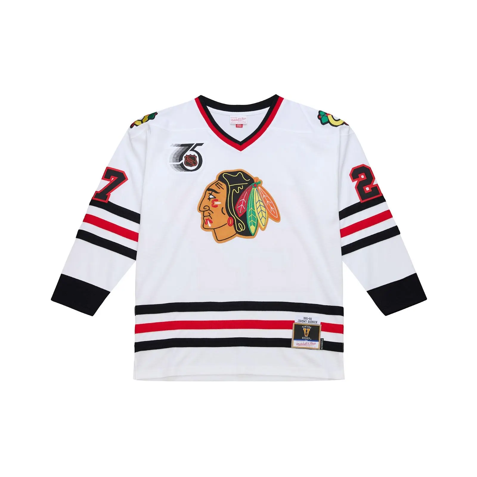 Jeremy Roenick Chicago Blackhawks White 1991-92 Power Play Jersey NHL Throwback Hockey Fan Gear Mitchell & Ness