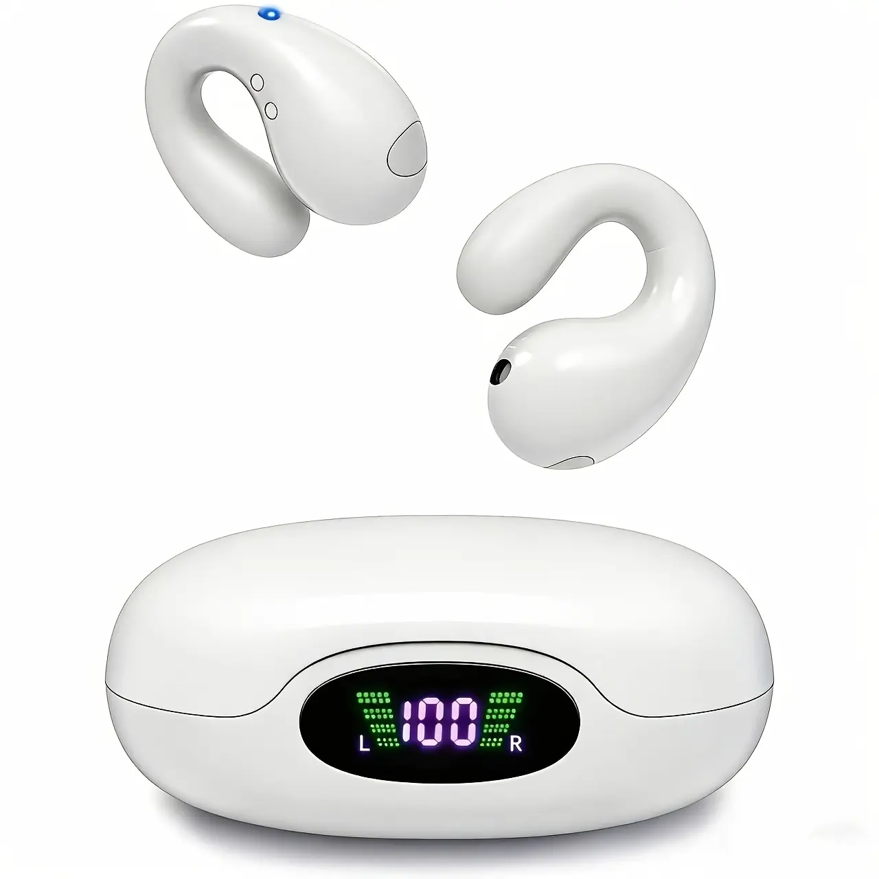 Worry About Traffic Danger With Noise Blocking Earbuds?Open Ear Clip-On Wireless Earphones Bluetooth 5.4, Hi-Fi Stereo Sound, LED Power Display, Sweatproof Ear Hooks for Jogging Gym Office Use