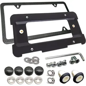 Rear License Plate Bracket Frame- Compatible with 1 to 6 Series Mount Tag Holder with Plug-in Expanding Nuts & Carbon Fiber License Plate Frame and Stainless Steel Screw For 1 to 6 Series Screws