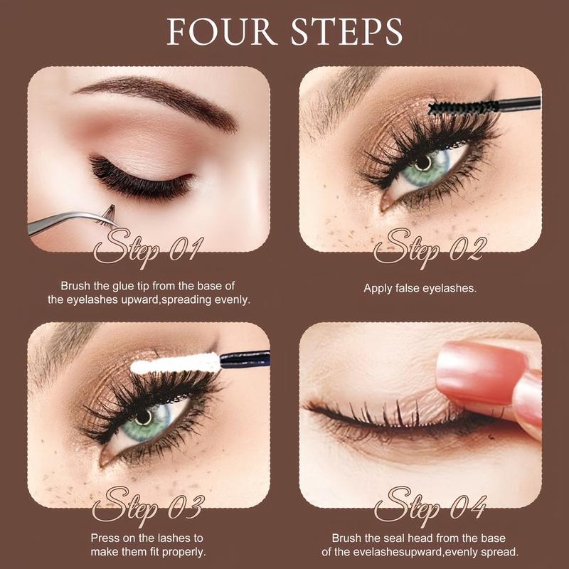 2026 new 4 in 1 Eyelash Extensions Kit with Bond Seal Tweezers Brush for DIY Asian Doll Lash Clusters Professional Eye Makeup Tools for Women Girls Set Flawless Cosmetic Set