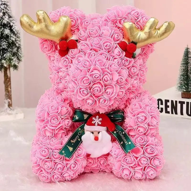 (15.75in) A randomly selected gift given over 356 days. The gift box contains a beautiful preserved flower unicorn PE foam flower set with roses and a bear.