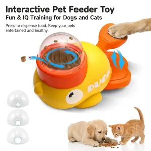 Interactive Cat Treat Dispenser Toy - Little Yellow Duck Puzzle Feeder, Press to Dispense Slow Feeder, Mental Stimulation Enrichment Toy, Boredom Relief Gadget for Indoor Cats & Kittens