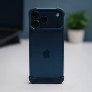 Lx Frameless Case for iPhone 17 Pro Max - Luxury Matte Blue, Precision-Crafted with 7075-T6 Aluminum & Impact-Flex Polycarbonate, Shock-Resistant, Compatible, Sustainable Design Lens Protection Corner-Shaped