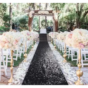 DUOBAO Aisle Runner for Wedding 15FTx2FT Sequin Aisle Runner Indoor Outdoor Ceremonies Decor Black Carpet Runners Rugs Church Wedding Walkway Sequins (2FTx15FT)