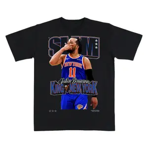 [SLAM] Jalen Brunson King of the City Basketball Graphic Tee, Vintage Hoops Player Shirt, Fan Gift for Men, Game Day Streetwear