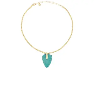 Ettika Twisted Turquoise Statement Pendant Necklace in Turquoise & Gold