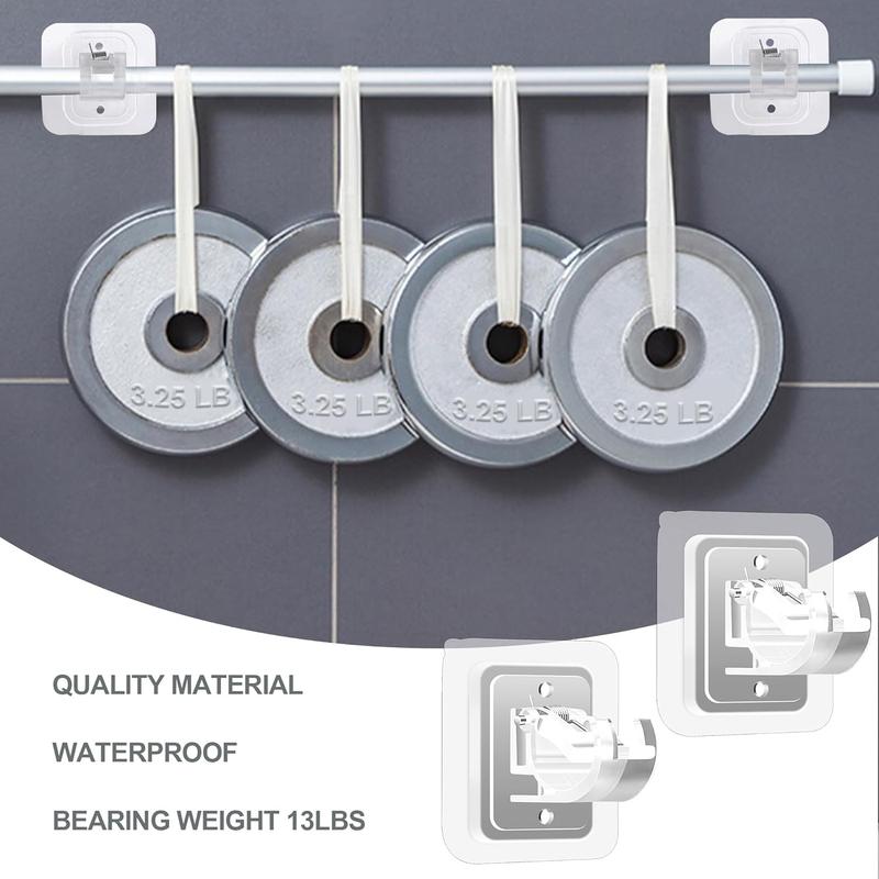 2026 Upgraded 8Pcs No-Drill Self-Adhesive Curtain Rod Set - Adjustable Brackets & Hangers for Bathroom, Kitchen, Home & Hotel