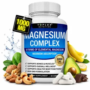 Magnesium Complex 1000mg, 8 Essential Types Magnesium Supplement, Support Sleep Relaxation Muscle & Nerve Health, Daily Natural Mineral Vitamin for Men Women Toplux