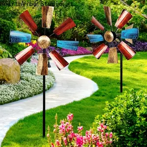 Creative Metal Windmill Outdoor Decor Iron Art Garden Ornament Plane-Shaped Windmill Fashionable