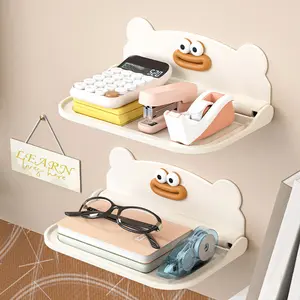 1/2pcs No-Drill Wall-Mounted Folding Rack, Headphone Holder, Plastic Foldable Storage Shelf, Ideal for Bathroom Kitchen Bedroom Office Accessories