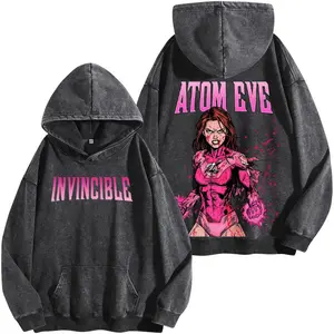 Atom Eve Invincible Comic Shirt Oversized Washed Hoodie Vintage Tee Unisex Streetwear Superhero Graphic Tee Comic Book Character Apparel Gift for Superhero Fans