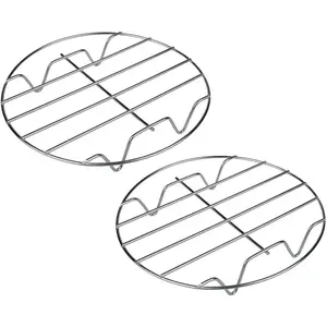 8 Inch Cooking Rack Round 304 Stainless Steel Cooling Racks Baking and Cooling Steaming Rack w Stand Cookware for Air Fryer  Cooker Canning 2 count