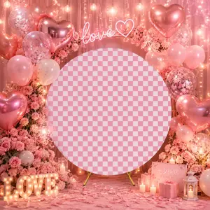 Polyester Pink CircleBackdrop Cover for Arch Stand 7.2 FT Lightweight PhotoBackdrops, Easy Setup Banners forWedding, Party Decorations,（Stand not included） tiktokshopspringglowup