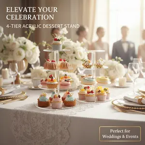 For Weddings, Parties & Gathering Dessert Tables, Dessert Display Solution, Clear Acrylic Multi-layer Cupcake Stand, Stable Non-slip Wear-resistant, Effortlessly Create Exquisite Dessert Display Table, 3/4 Tier Optional