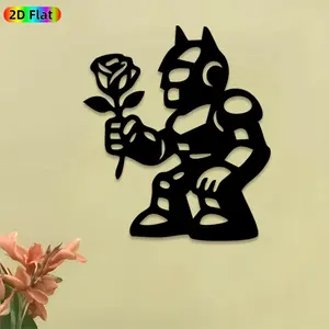 1pc Batman with Rose Metal Wall Art, Romantic Batman Statue Mural, Ideal Gift for Valentine's Day, Wedding, Superhero Decor Enthusiasts, Perfect for Bedroom Wall & Garden Fence, Unique Romantic Home Decor