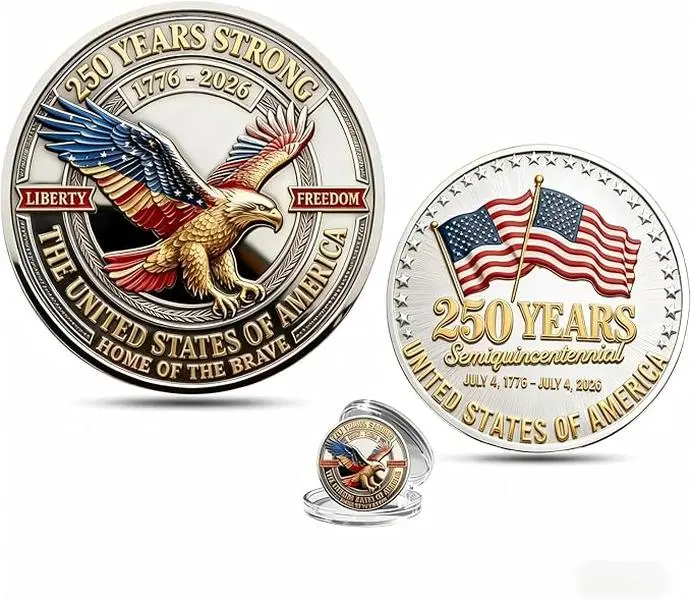 American Heritage 250th Anniversary Coin, USA Freedom Commemorative Challenge Coin, Gift for Veterans, Patriots, Coin Lovers
