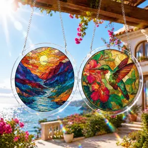 Acrylic Puzzle Suncatcher Window Hanging Decor, Stained Glass Style Sun Catcher Puzzle, Garden & Home Decoration, Birthday Gift for Mom, Women & Men 8.9 Inch