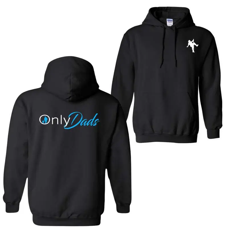 Men's OnlyDads Graphic Hoodie - Menswear Longsleeves Sweatshirts, Double-Sided Casual Pullover Tops, Loose Fit Round Neck Breathable Cotton Blend Apparel for Halloween