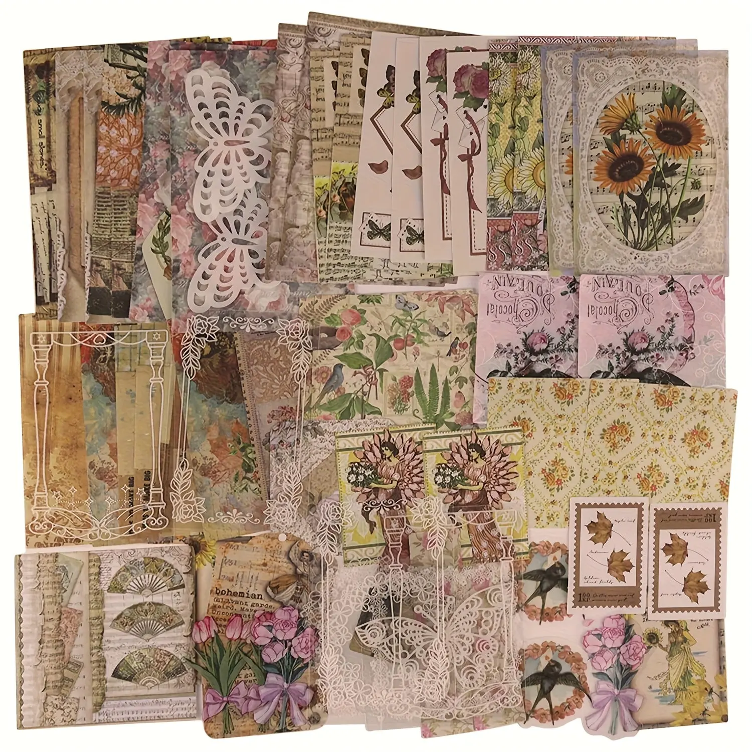 200-Piece High-Quality Self Adhesive Vintage Washi Bird Scrapbooking Stickers Set - Office Stationery Kit with Opaque High Quality Paper, Transparent PET Decals for Crafting, Journaling; Adjust Placement Without Damaging Surfaces