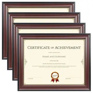 Document frames 8.5x11 Certificate Frames for Wall Or Tabletop , Wood and Glass ,Set of 4 Decor Photo Wooden Pack