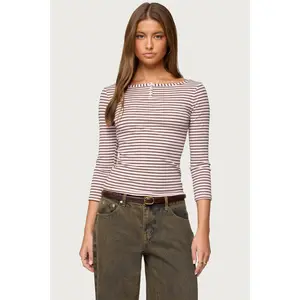 Avigyle Striped Boat Neck Top