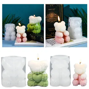 1 Pcs Bear Heart Flower Silicone Mold for DIY Candle Making, Handmade Soap Moulds, Soap Molds, Baking & Crafting Supplies, Unique Gift Idea, Handmade Gifts