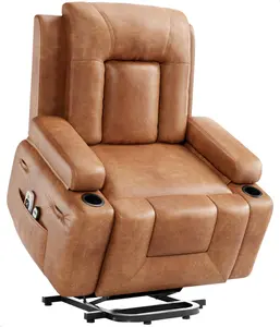 Garvee Power Lift Recliner Chair - Heat and Massage, PU Leather Electric Lift Recliner for Elderly & Mobility Impaired, Adjustable Back and Legs, Heavy Duty Lift Chair for Seniors