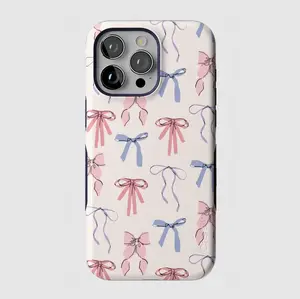 Casely Bold Protective iPhone Case - Coquette Girlie Style, Pastel Bows Design