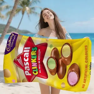 Fun Chocolate Sandwich Beach Towel, Superfine Fiber Print Quick-Dry Towel, Retro Snack Theme Bath Towel, Anti-Wrinkle Easy Clean