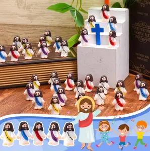10pcs  Decorating  Little Jesus Figures, Mini Jesus Figurines In Bulk, Multicolor Tiny Jesus Figures, Miniature Figurines To Hide And Seek Religious Gifts For Easter Egg Stuffers Handheld Wooden Cross Christ Cross Print Candles