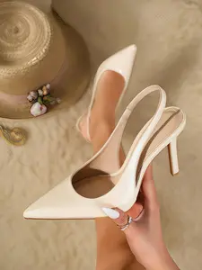 Women's Stiletto Heel PU Leather Shoes, Pointed Toe Design, Elegant & Daily Wear Footwear, All-Season Comfortable Shoe